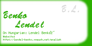 benko lendel business card
